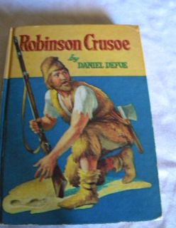  Book Robinson Crusoe Daniel Defoe Hardback 1955 Whitman Clas