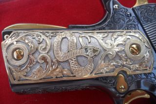 1911 German Silver Snake Custom Grips 45 38 Super Colt Kimber Rock