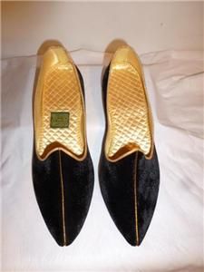 vintage daniel green black velour genie slippers 8 m