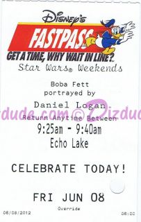 Official Star Wars Weekends 2012 Fastpass for Daniel Logan