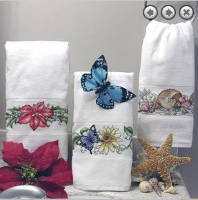 Aberdeen Hand Towel White Bath 14 Count Aida Cross Stitch 100 Cotton