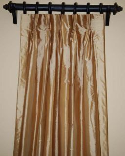  Silk Lined Interlined Pinch Pleat Custom Bronze Gold Drapes 1 Pr