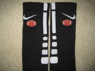 Sports Football Custom Nike Elite Socks Black w White Stripe L 8 12