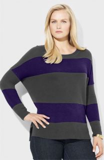 Lauren Ralph Lauren Stripe Ballet Neck Sweater (Plus)