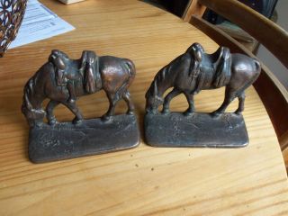  Vintage Cast Iron Western Horse Bookends