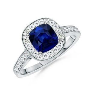 Sapphire and Cubic Zirconia Cushion Cut Ring