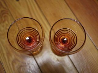  Vintage Art Deco Style AMBER Depression Cordial Mini Wine Brandy Glass