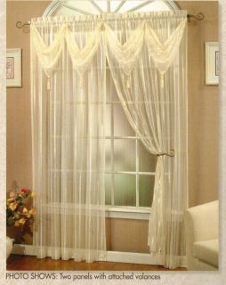 Daphne Striped Sheer Panel with 2 Attached Valances by National