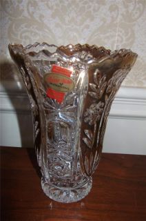 ANNA HUTTE 24% LEAD CRYSTAL VASE WITH GOL  BLEIKRISTALL   GERMANY   6