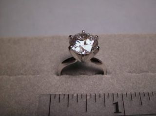 CZ Cubic Zirconia Solitaire Ring 3 Carat 6 Prong 14k White Gold
