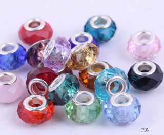  Faceted Lampwork Glass Crystal Beads fit European Charms Bracelet PDN