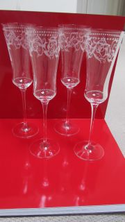 Reed Barton Florentine Flute Champagne Crystal Glasses