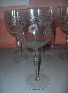 Antique Vintage Fine Crystal Stemware Goblets Laurel Flowers