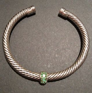 David Yurman 5mm Green Cable Candy Bracelet Authentic