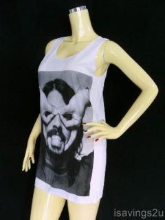 Dave Grohl Foo Fighters Tank Top Grunge Rock White Singlet Mini Dress