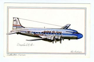 United Airlines Douglas DC 4 Collector Series Postcard