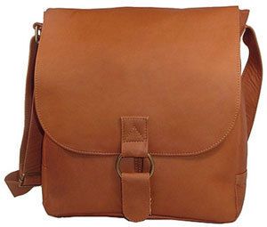 David King Vacquetta Leather Laptop Messenger Bag Tan