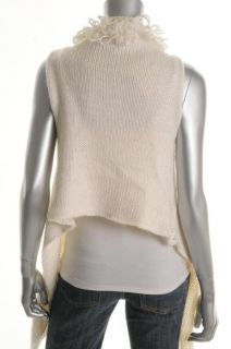 Cupio New Ivory Sleeveless Fringe Trim Open Front Casual Vest M BHFO