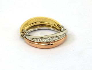 Designer Damiani Tri Color 18K Gold Diamonds Ladies Band Ring Size 6 3