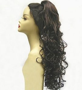 Long Loose Curl Ponytail Clip on Hair Piece Bady Mix Color Two Tone