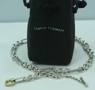 DAVID YURMAN 15 Sterling Silver 18K Gold Figaro Toggle Necklace Chain