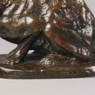 Authentic Antique Lievre Effraye Animalier Bronze by Antoine L Barye