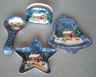 Cooks Bazaar Holly Mountain Lodge Dishes Star Bell Spoon Rest Napkin