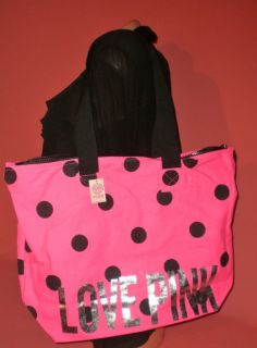 Victorias Secret Love Pink Polka Dot Tote Bag NWT