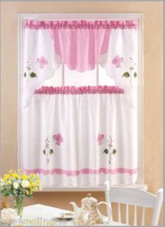 New Gingham Pink Butterfly 36 Tier Curtain and Swag