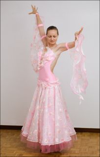 Designer ballroom standard competition dance dress, Orchid