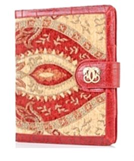 SHARIF Red Tapestry & Leather Tablet Cover Universal Case iPad 2,3