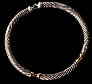 DAVID YURMAN 18K Gold & Sterling Silver Cable Choker Necklace