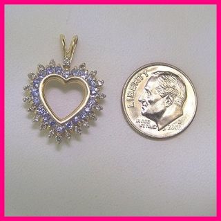 14k Yellow Gold Diamond Purple Amethyst Heart Pendant Charm 1 00ct