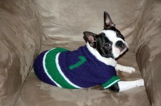 New Handknit Dog Sweater Jersey Vancouver Canucks Sz 14