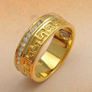 Cool 9K Yellow Gold Filled CZ Mens Ring 9 R361