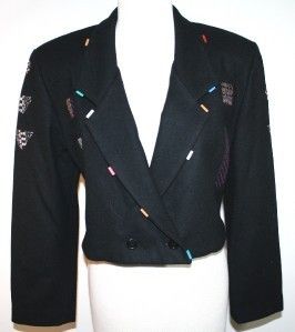 Deborah Cross Black Boutique Couture Art Coat Jacket 38 B