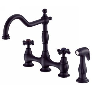 Danze D404557BS Two Handle Kitchen Faucet With Side Spray Black