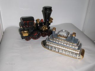 Decanters Ezra Brooks Train and River Queen Paddle Boat