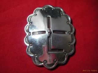 Native American Signed Solid Sterling Silver Bolo Clasp
