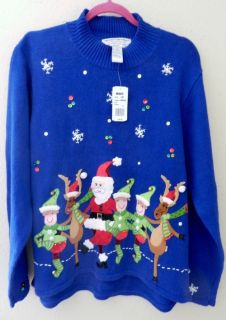 Heirloom Collectibles SANTA POSSE Ugly Christmas Sweater Cardigan sz