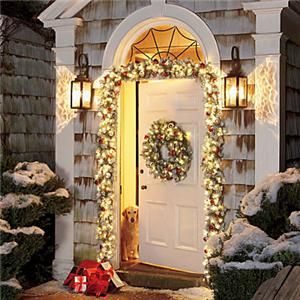 CORDLESS OUTDOOR LIGHTED CHRISTMAS GREENERY, WREATH, GARLAND Holiday