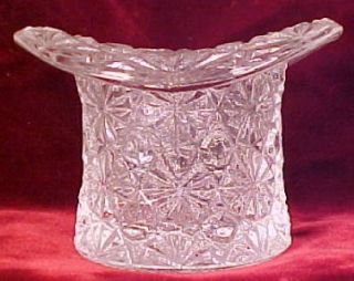 Vintage DAISY & BUTTON PRESSED GLASS TOP HAT TOOTHPICK HOLDER WHIMSEY