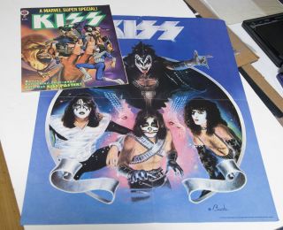 super rare kiss comic marvel super special 1978 #1 mt + poster