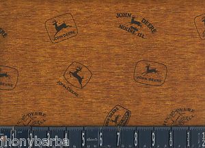 John Deere Vintage Tractor Logos Homespun Look on 100 Cotton Fabric by