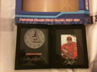 Dale Earnhardt Jr Picture Frame W Clock Gift Set Quartz Nascar Limited