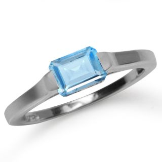 Natural December Birthstone Blue Topaz Sterling Silver Solitaire Ring