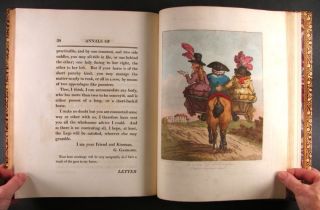 1808 William Bunbury Horse Riding Satire w Beautiful Color Plates Gilt