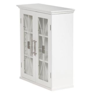 New Delaney Bathroom Wall Cabinet with 2 Glass Doors   White