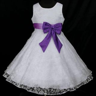 Light,Deep Purple White w942 Bridal Flower Party Wedding Girl Dress 9