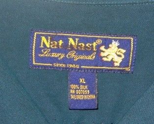 New NAT NAST Deepwater Green / Black Block CAMP Silk Shirt XL